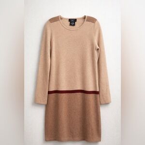 Lord & Taylor Cashmere Blend Sweater Dress Camel Colorblock Wool Size M
